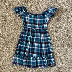 blue plaid dress